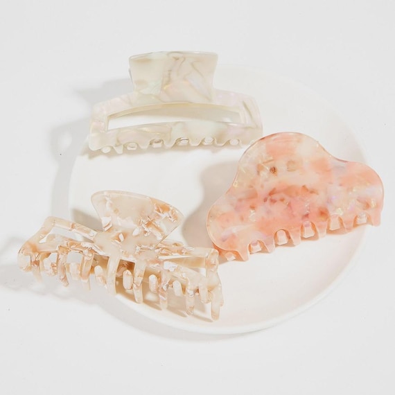 Neutral Marble Hair Claw Clip Set | Cream & Blush Hair Clips  display picture 3