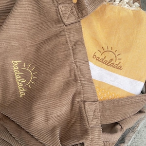Sac cabas en velours côtelé – 100 % coton bio – grand format 25L – poche zippée & bouton magnétique – Badalada Sac de plage - Tote bag
