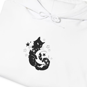 Moon Kitty Amongst the Stars Embroidered Unisex Heavy Blend™ Hooded Sweatshirt