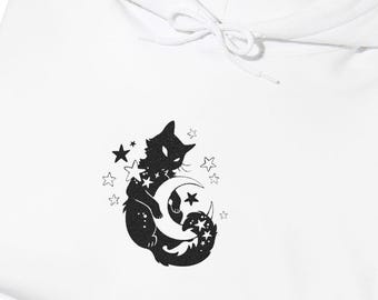 Moon Kitty Amongst the Stars Embroidered Unisex Heavy Blend™ Hooded Sweatshirt