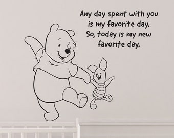 Kids Wall Stickers | Favorite Day | Winnie The Pooh Piglet | Winnie The Pooh Decal | Classic Pooh I Knew An Adventure Quote Sticker