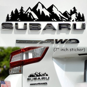 Sasquatch, Trees, Mountain Decal, Car Emblem Graphic, Sticker for Trunk Rear, Subaru, Subi