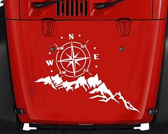 Compass Mountain 43x23" Waterproof Car Decal