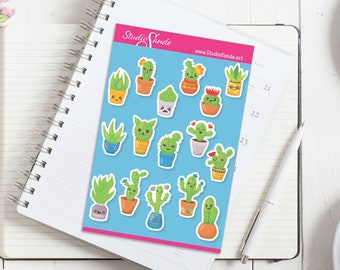 Cute Cactus Sticker Sheet/ Cactus Stickers/ Plant Stickers/ Kawaii Plant Stickers/ Kawaii Cactus Stickers/ Sticker Sheets