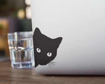 Peeking Black Cat Decal