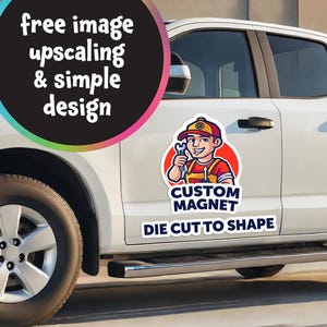 Custom Die Cut Car Magnet – Personalized Business Logo Magnet, Waterproof Vehicle Signage in Multiple Sizes