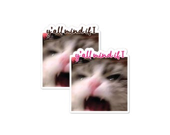 Y’all Mind If I Cat 3" Funny Sticker – Pink or Brown Text Options