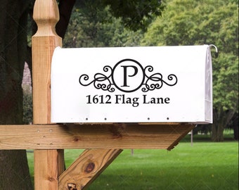 Juego de 2 calcomanías para buzón de correo, calcomanías de vinilo, calcomanías con monograma y dirección, calcomanías con números y nombre de buzón personalizados, calcomanías con apellido y dirección