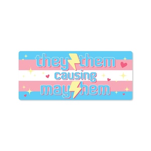 They/Them Causing Mayhem Sticker: Gender-Neutral Pronoun LGBT+ Pride Decal