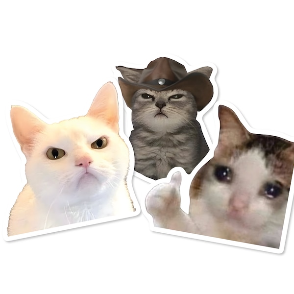 Meme Cats 2" set of 3 Sticker pack