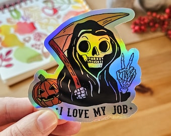 Holographic Skeleton Stickers, Spooky Halloween Vinyl Decals, Funny Skeleton Stickers, Waterproof Goth Laptop Stickers