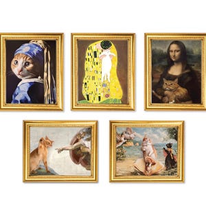 Ensemble d'aimants artistiques classiques sur le thème des chats, aimants humoristiques pour réfrigérateur inspirés des chats de musée, aimants sur le thème de l'histoire de l'art et des chats, cadeau décoratif représentant un chef-d'œuvre.