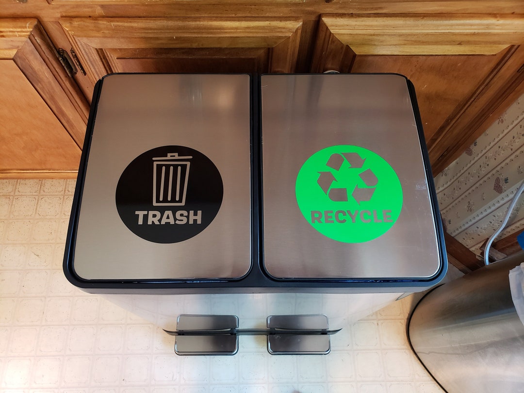 Vinyl Decal Garbage Trash Recycle Compost Stickers Labels Decals