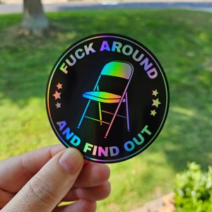 Folding Chair 3" Holographic Sticker| FAFO Small Town | Montgomery Brawl | Alabama Chair | Montgomery Chair Vinyl Sticker | Alabama Fight