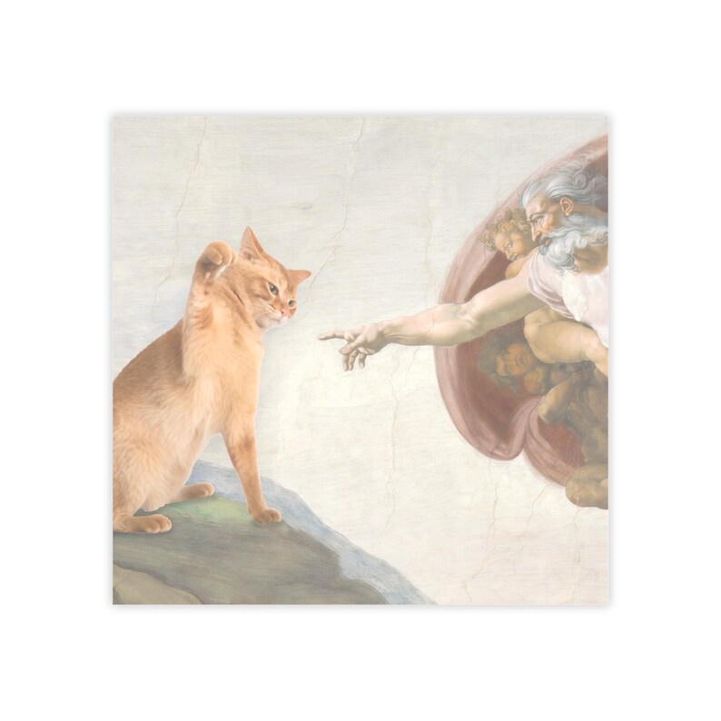 Creation of Cat, Post-it Note Pads | Renaissance Art Parody Sticky Notes image 3