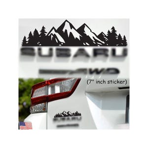 Trees and Mountain Decal, Car Emblem Graphic, Sticker for Trunk Rear, Subaru