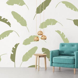 Tropical Banana Leaf Wall Decals: Green Jungle Leaves Art