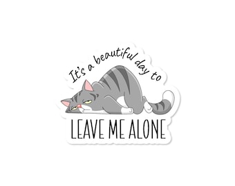 Funny Moody Cat Sticker: Introvert Waterproof Vinyl Decal