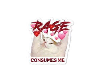 Funny Cat Sticker – Rage Consumes Me 3" Waterproof Vinyl Decal