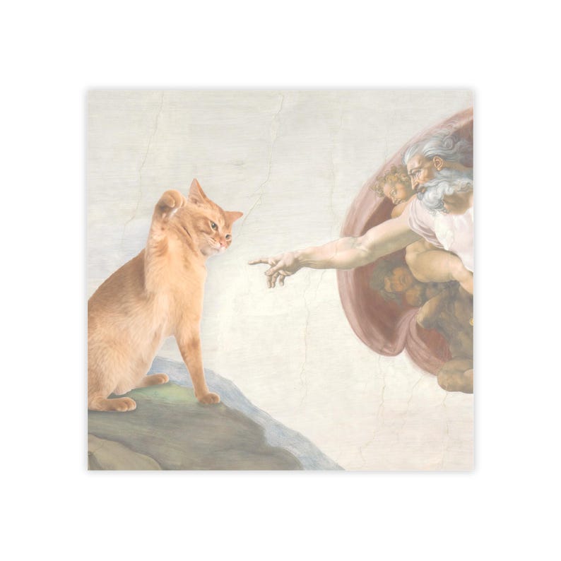 Creation of Cat, Post-it Note Pads | Renaissance Art Parody Sticky Notes image 6