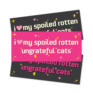 I Love My Spoiled Rotten Ungrateful Cats Funny Bumper Sticker or Magnet 7x3&quot;
