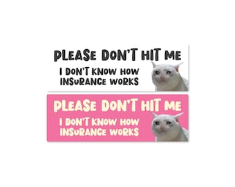 Funny Crying Cat Bumper Sticker: Please Don't Hit Me
