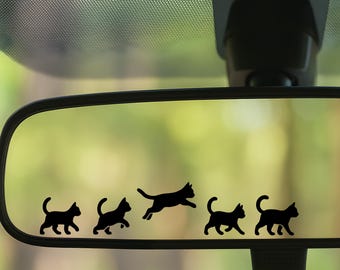 Pegatina permanente resistente a la intemperie con diseño de gatos, ideal para ventanas de coche o portátiles.
