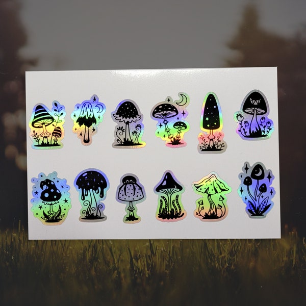 Holographic Mushrooms 4x6" Sticker sheet | Waterproof | Color Changing | Fast Shipping | Gift Shop | Acid Trip | Perfect for Any Surface