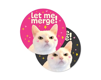 Angry Cat Let Me Merge 4" Bumper Sticker | Car Decor | Funny Novelty Gift | Cat Lover Sticker | Cat Meme Stickers