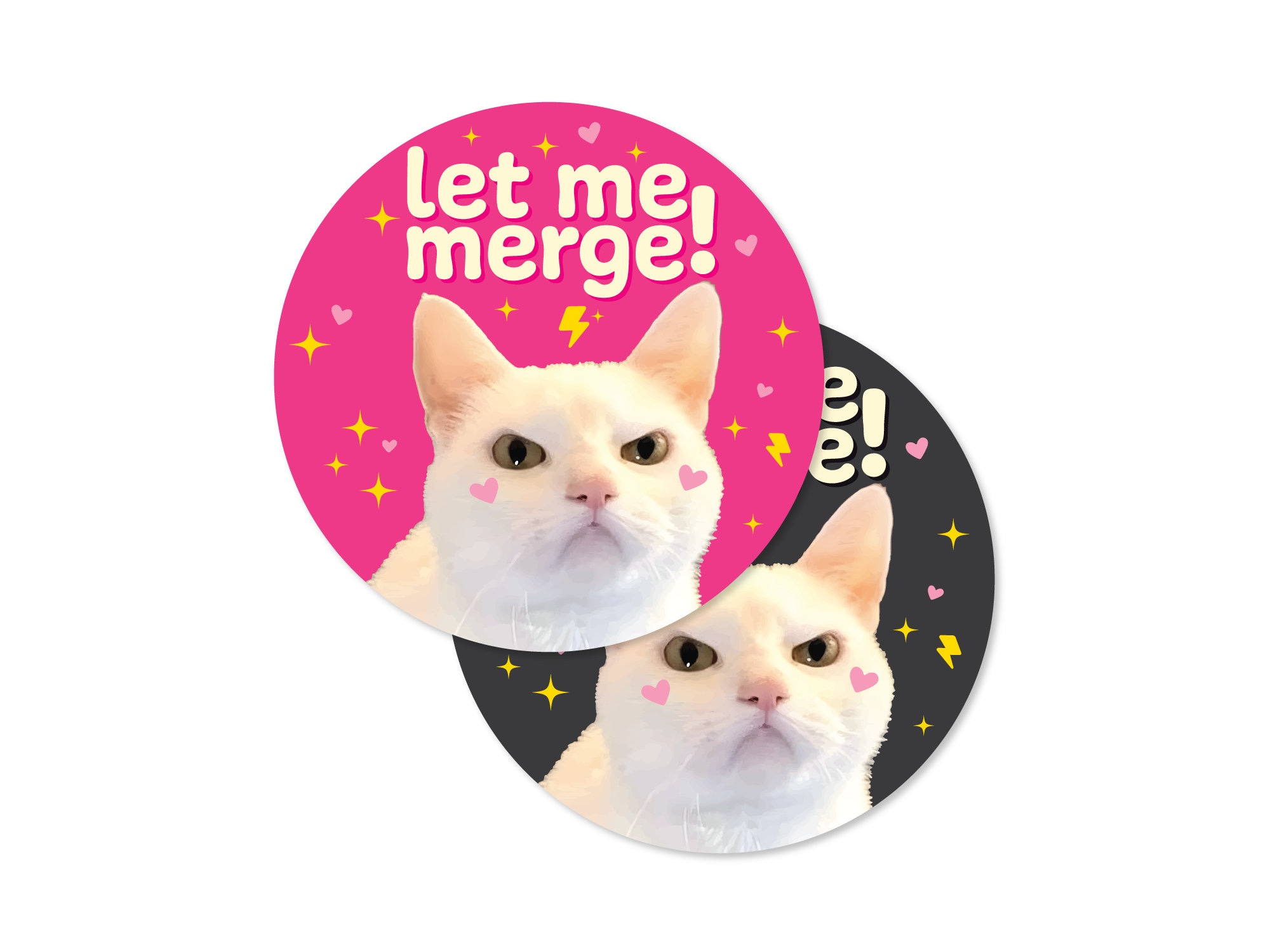 Angry Cat Let Me Merge 4" Bumper Sticker | Car Decor | Funny Novelty Gift | Cat Lover Sticker | Cat Meme Stickers