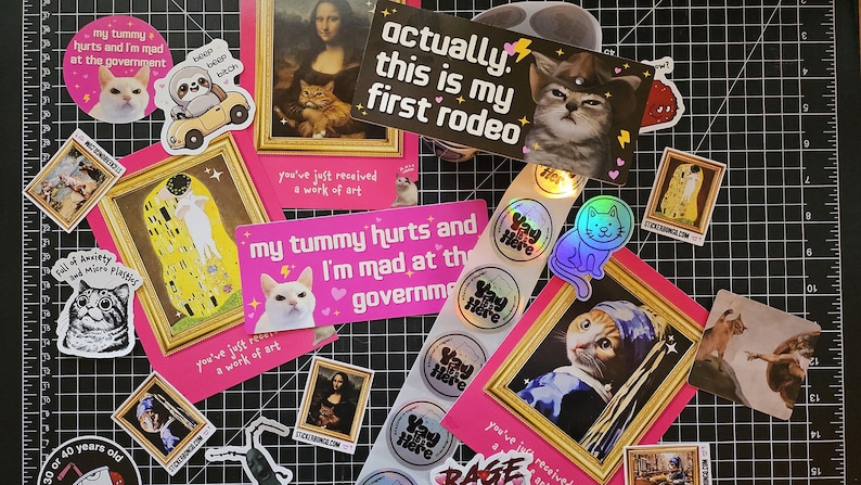 Business Cat Meme Vinyl Stickers - Funny Cat Sticker Set, Waterproof ...