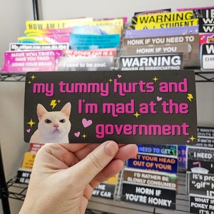My Tummy Hurts and I'm Mad at the Government Funny Bumper Sticker or Magnet 7x3 image 8