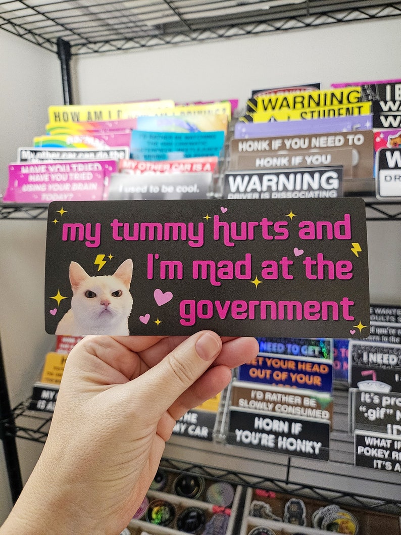 My Tummy Hurts and I'm Mad at the Government Funny Bumper Sticker or Magnet 7x3 image 8