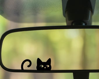 Peeking Cat Vinyl Decal, 2 piece Permanent Weather Resistant Cat Sticker for Car Windows or Laptops