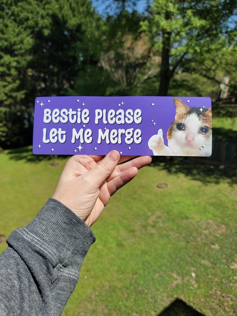 Bestie Please Let Me Merge Bumper Sticker or Magnet, Funny Crying Cat Car Decal, Anxious Driver Sticker, Waterproof Vinyl bild 5