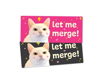 Angry Cat Let Me Merge Bumper Sticker | Car Decor | Funny Novelty Gift | Cat Lover Sticker | Cat Meme Stickers