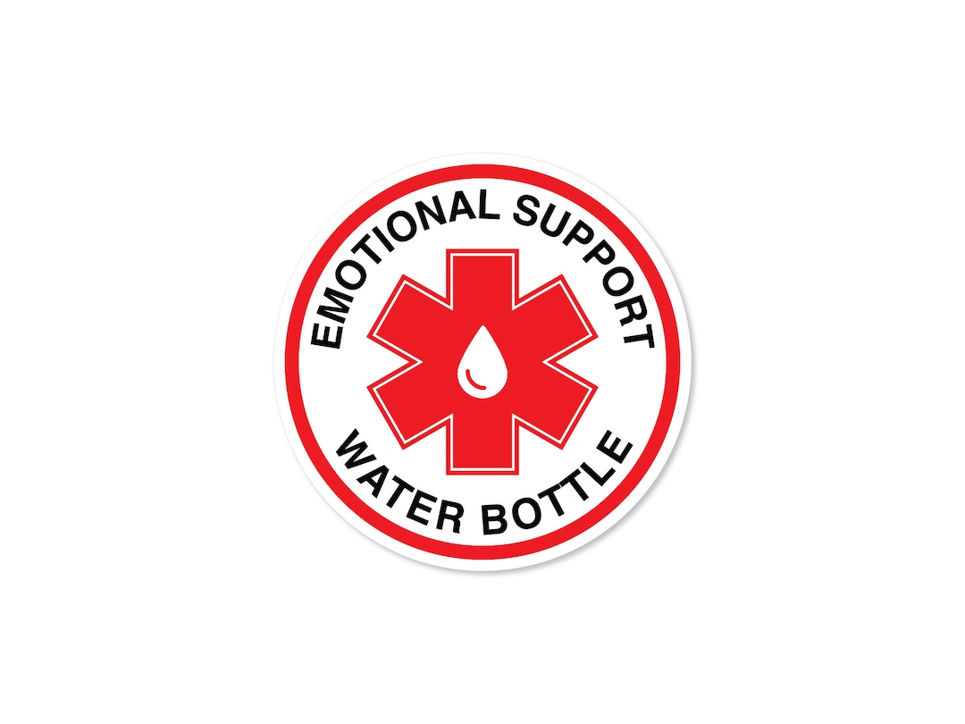 Emotional Support Water Bottle 3" Sticker, Waterproof Holographic Vinyl ...