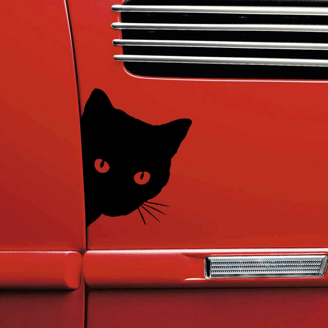 peeking black cat poster, cute cat print, home decor,... Peeking Black Cat Decal - Etsy