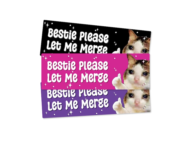 Bestie Please Let Me Merge Bumper Sticker or Magnet, Funny Crying Cat Car Decal, Anxious Driver Sticker, Waterproof Vinyl bild 1