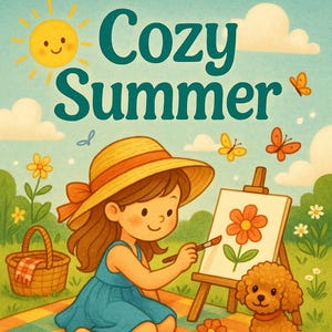 Cozy Summer Coloring Book for Kids – 25 Pages of Cute Summer Fun | Ages 4–8 | Printable PDF