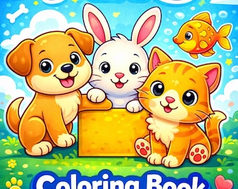 13-Page Pets Coloring Book for Kids | Printable PDF Activity Book