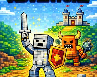 20-Page Pixel Gamer Coloring Book for Kids – Fantasy Adventure | Printable PDF | Video Game Themed