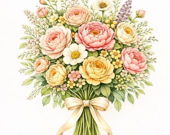 Flower Bouquets Collection Realistic Botanical Coloring Book for Adults – 20 Pages PDF Printable