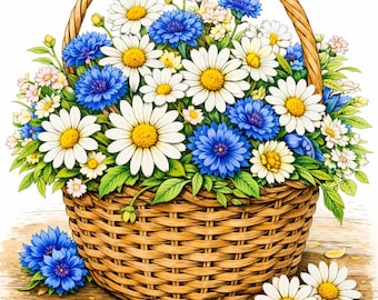 Libro para colorear botánico realista con escenas del mercado de flores para adultos – 20 páginas imprimibles