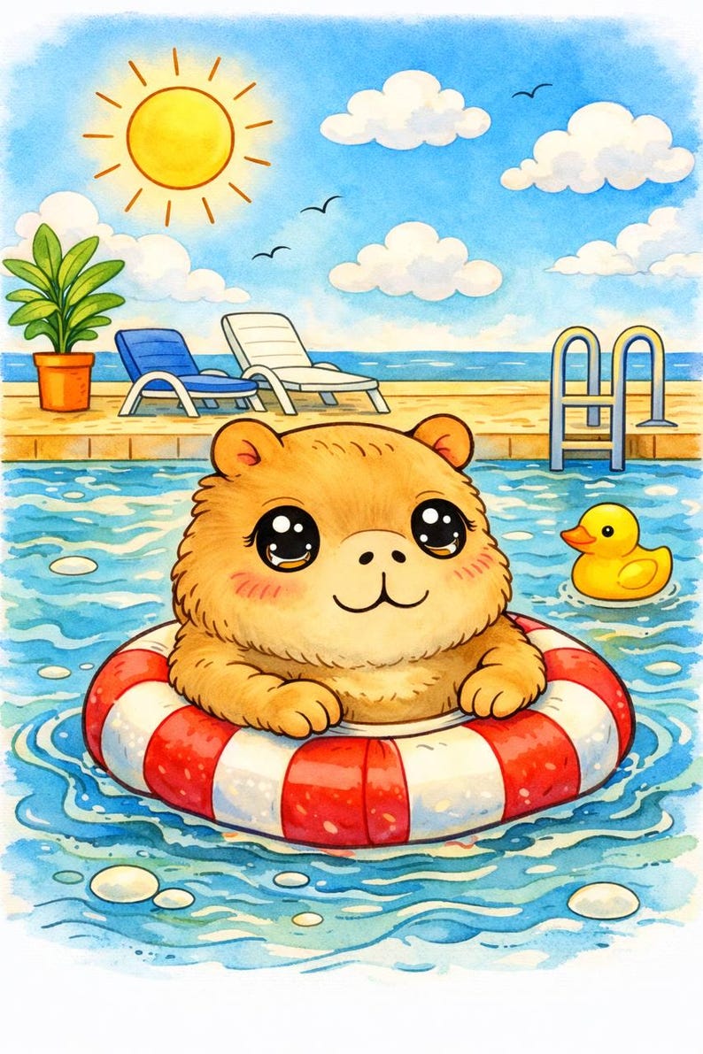 20-page Capybara Summer Fun Coloring Book for Kids • Tropical Vacation ...