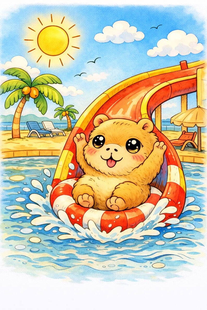 20-page Capybara Summer Fun Coloring Book for Kids • Tropical Vacation ...