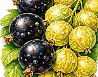 Grosellas y pasas botánicas – Libro para colorear realista para adultos / 25 páginas imprimibles