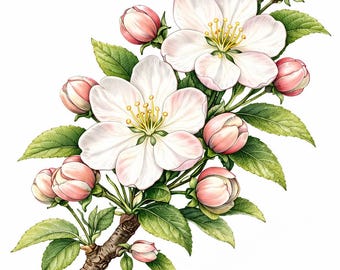 25-Seiter Blühende Bäume & Sträucher - realistisches Ausmalbuch für Erwachsene | Druckbare PDF-Datei