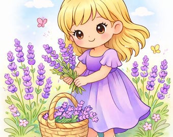 Princesa Lavanda – Libro para colorear de cuentos de hadas para niños / 20 páginas imprimibles