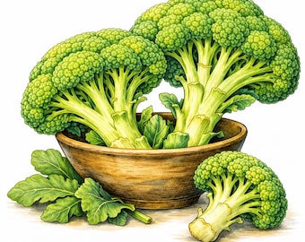 Brócoli y floretes - Libro para colorear botánico realista para adultos - 20 páginas · PDF imprimible